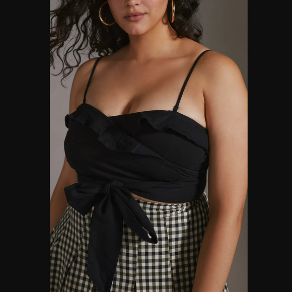 Anthropologie Ruffled Tie-Front Tube Top-Size Medium - NEW - Picture 2 of 4